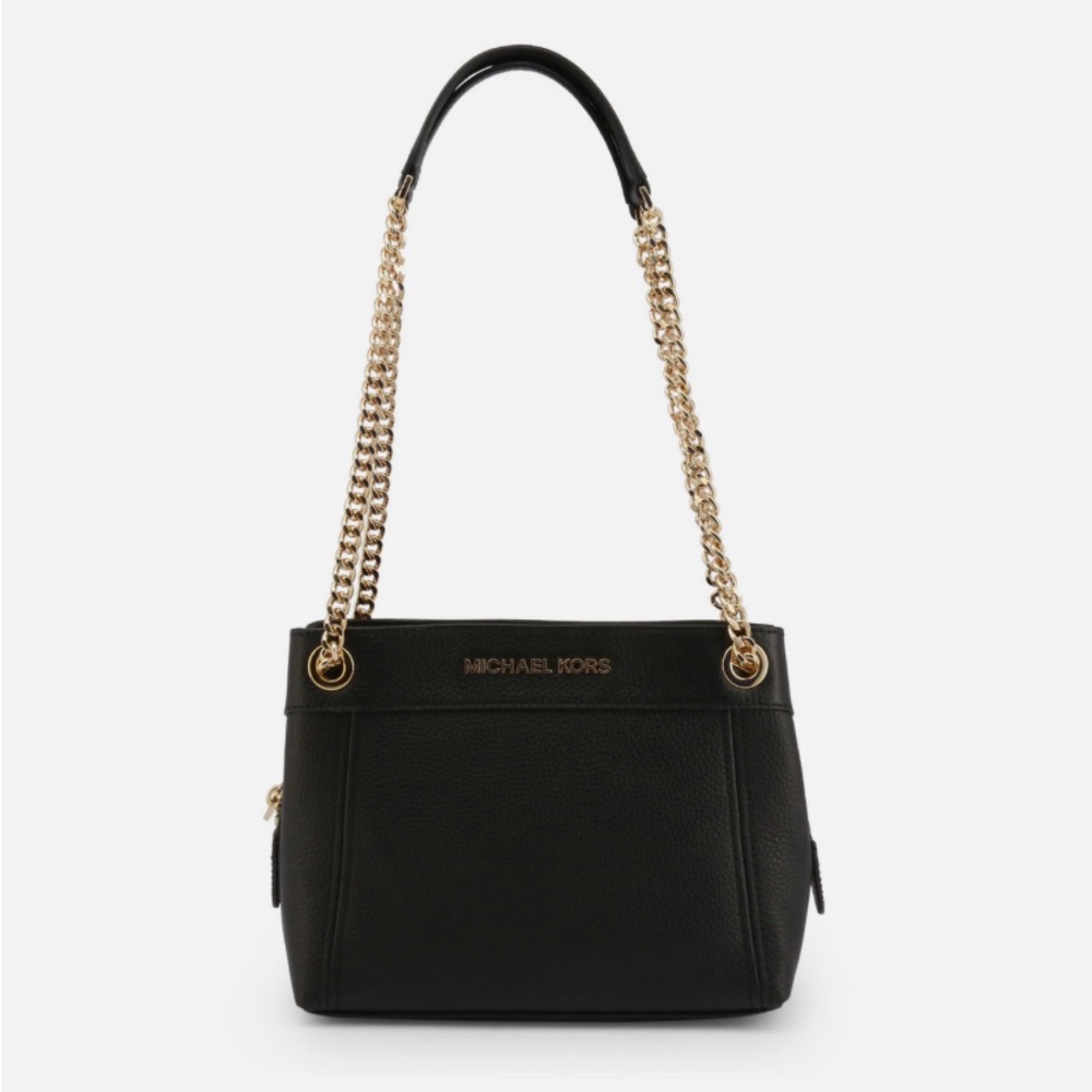 Michael Kors Jet Set Medium Messenger Shoulder Bag Chain Tote Black Leather. New